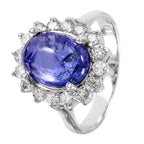14KT White Gold 5.91ctw Tanzanite Diamond Cocktail Ring Size 6.75