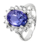 14KT White Gold 5.91ctw Purple Tanzanite Diamond Cocktail Ring Size 6.5