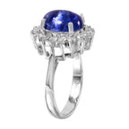 14KT White Gold 5.91ctw Tanzanite Diamond Cocktail Ring Size 6.75