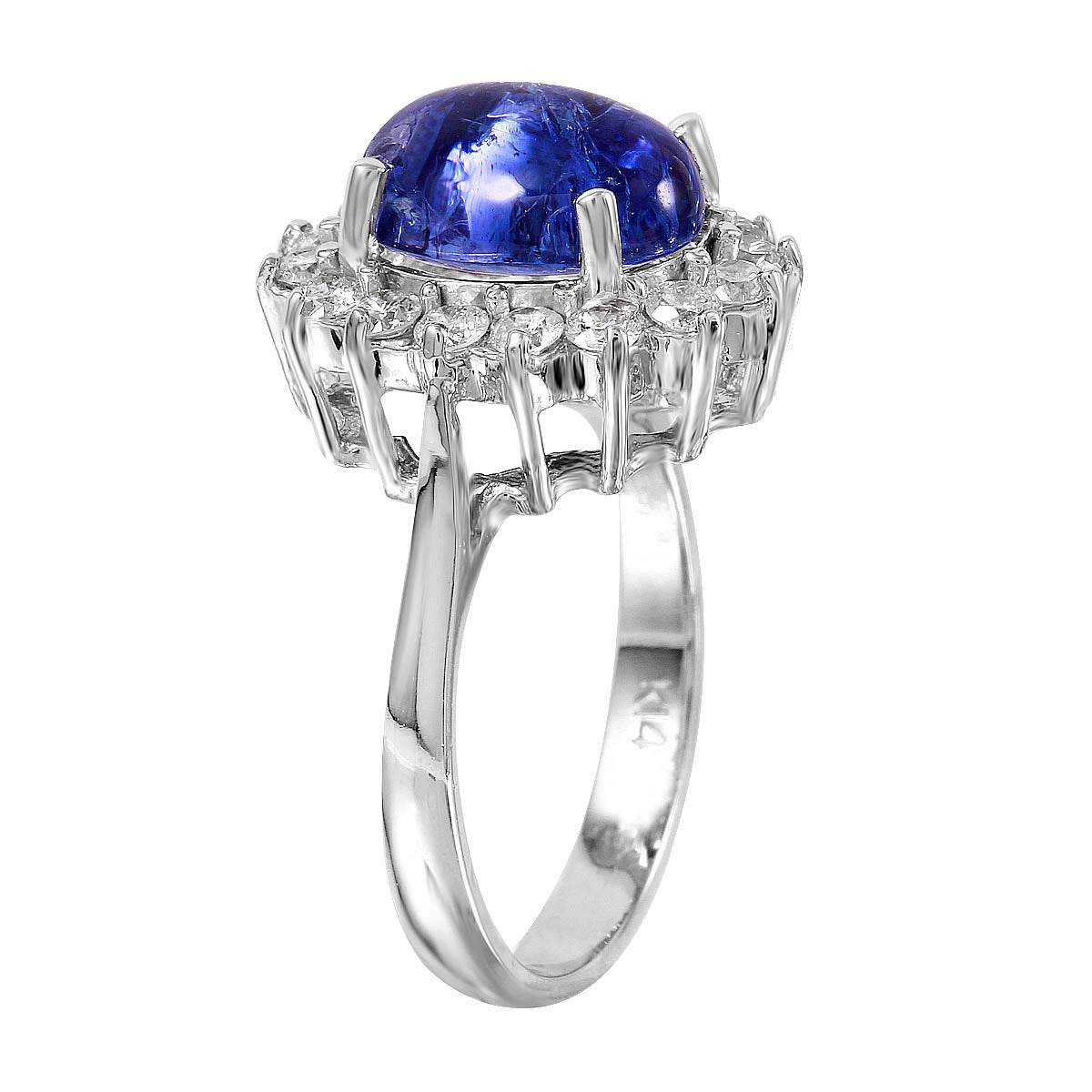 14KT White Gold 5.91ctw Tanzanite Diamond Cocktail Ring Size 6.75