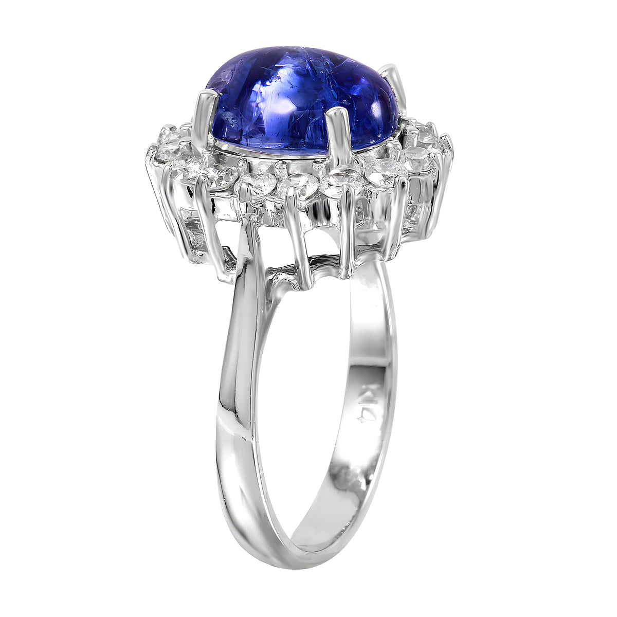 14KT White Gold 5.91ctw Purple Tanzanite Diamond Cocktail Ring Size 6.5