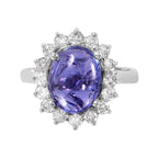 14KT White Gold 5.91ctw Tanzanite Diamond Cocktail Ring Size 6.75