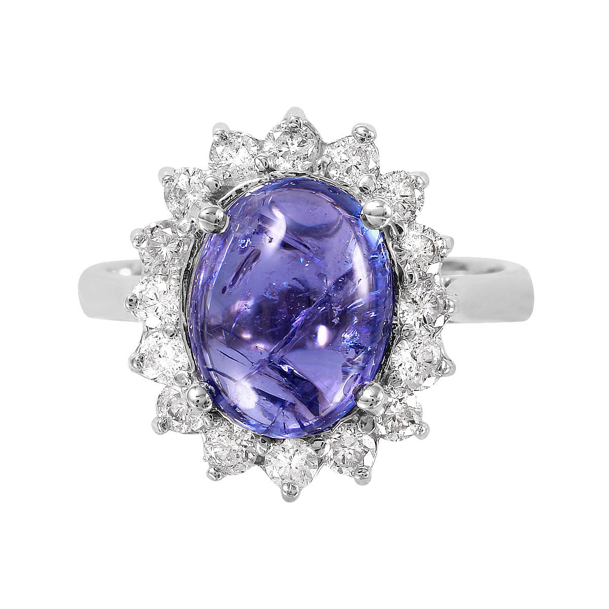 14KT White Gold 5.91ctw Tanzanite Diamond Cocktail Ring Size 6.75