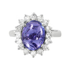 14KT White Gold 5.91ctw Purple Tanzanite Diamond Cocktail Ring Size 6.5