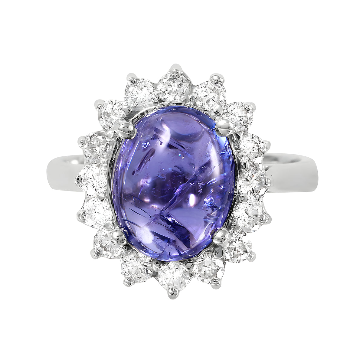 14KT White Gold 5.91ctw Purple Tanzanite Diamond Cocktail Ring Size 6.5