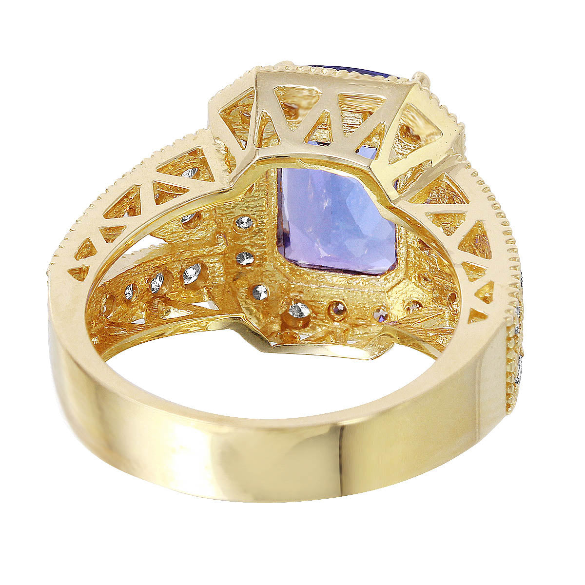 14KT Yellow Gold 5.15ctw Tanzanite Diamond Cocktail Ring Size 6.5