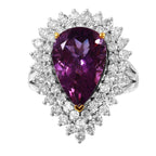 14KT Two Tone Gold Amethyst Diamond Cocktail Ring Size 7