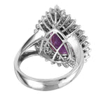 14KT Two Tone Gold Amethyst Diamond Cocktail Ring Size 7