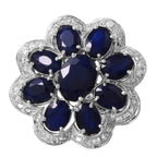 14KT White Gold 16.57ctw Sapphire Diamond Cocktail Ring Size 7