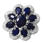 14KT White Gold 16.57ctw Sapphire Diamond Cocktail Ring Size 7