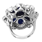 14KT White Gold 16.57ctw Sapphire Diamond Cocktail Ring Size 7
