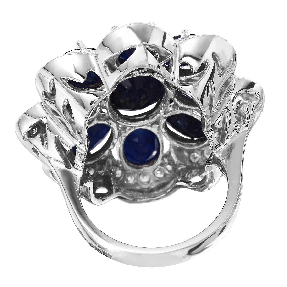 14KT White Gold 16.57ctw Sapphire Diamond Cocktail Ring Size 7
