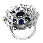 14KT White Gold 16.57ctw Sapphire Diamond Cocktail Ring Size 7