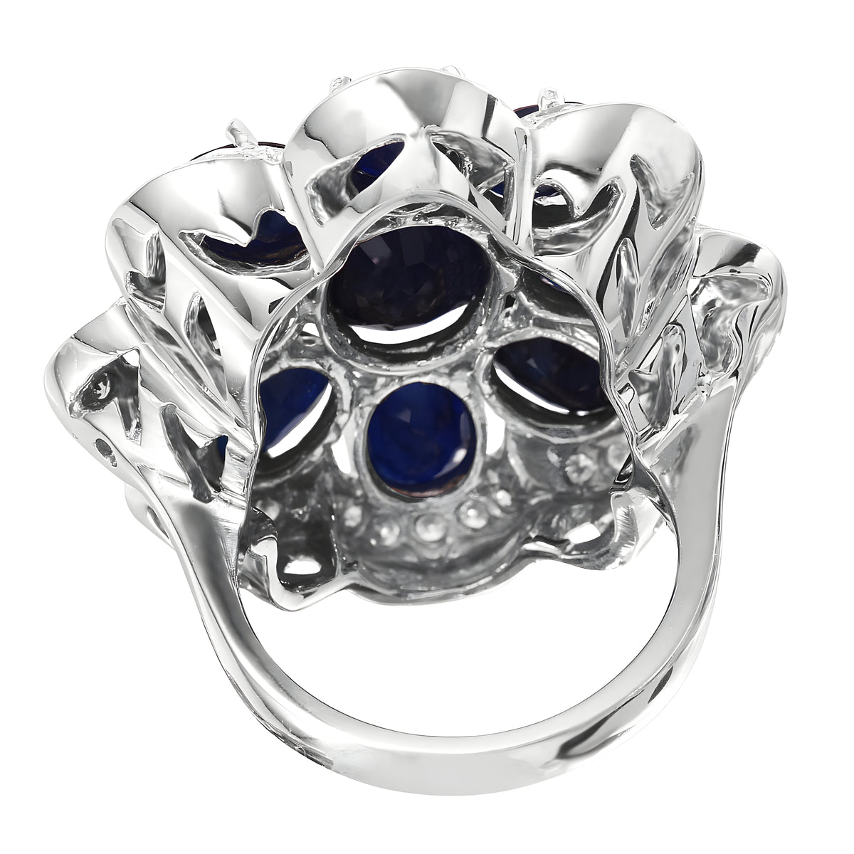 14KT White Gold 16.57ctw Sapphire Diamond Cocktail Ring Size 7