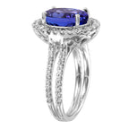 14KT White Gold 5.55ctw Tanzanite Diamond Cocktail Ring Size 6.5