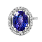 14KT White Gold 5.55ctw Tanzanite Diamond Cocktail Ring Size 6.5