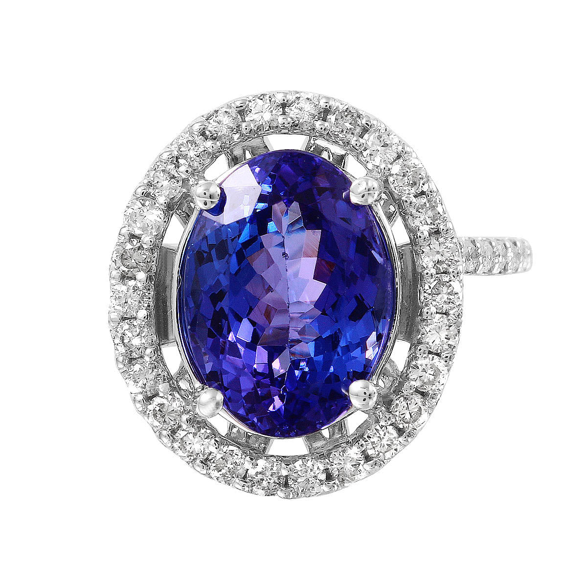 14KT White Gold 5.55ctw Tanzanite Diamond Cocktail Ring Size 6.5