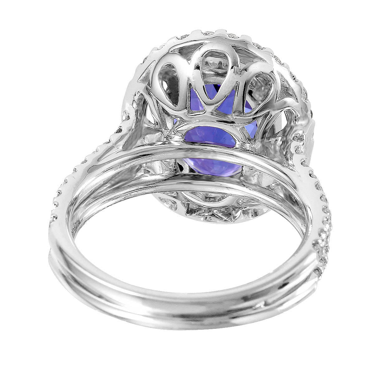 14KT White Gold 5.55ctw Tanzanite Diamond Cocktail Ring Size 6.5