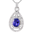 14KT White Gold 4.75ctw Tanzanite Diamond Necklace Length 18