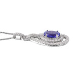 14KT White Gold 4.75ctw Tanzanite Diamond Necklace Length 18