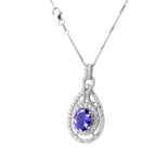 14KT White Gold 4.75ctw Tanzanite Diamond Necklace Length 18