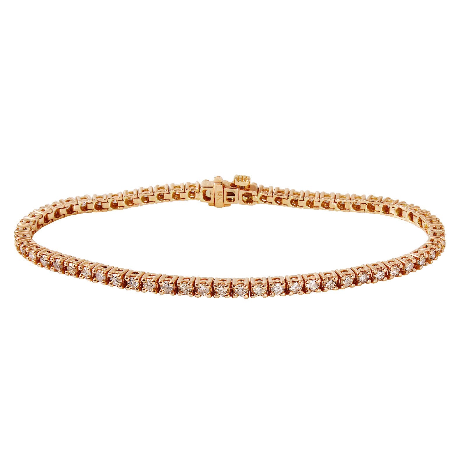 14KT Rose Gold 2.73ctw Diamond Tennis Bracelet Length 7