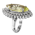 14KT White Gold 14.88ctw Amethyst and Diamond Cocktail Ring Size 7.75