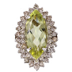 14KT White Gold 14.88ctw Amethyst and Diamond Cocktail Ring Size 7.75