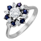 14KT White Gold 0.85ctw Sapphire and Diamond Cocktail Ring Size 5.75