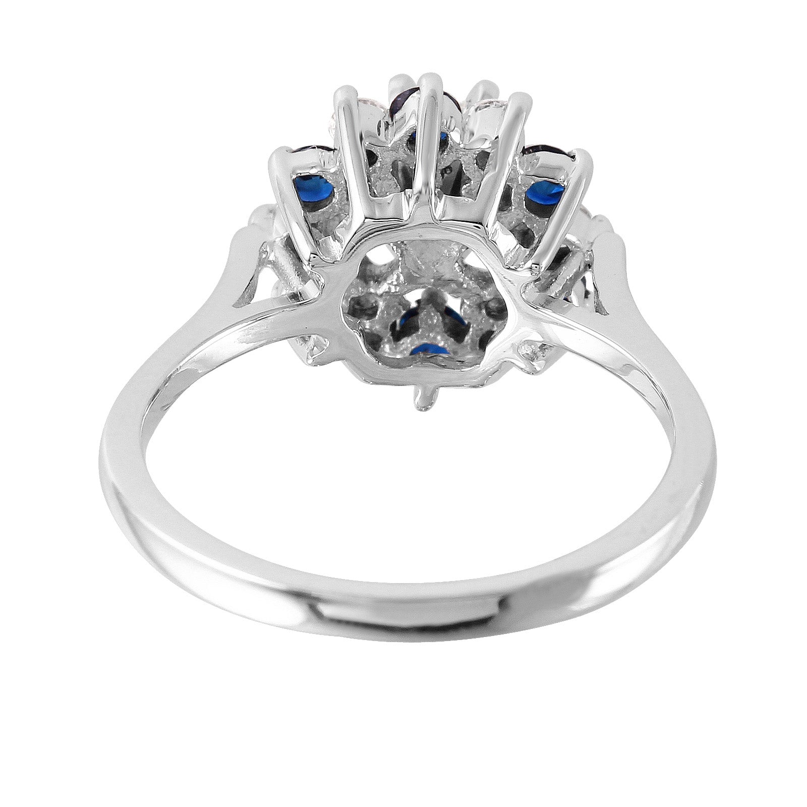 14KT White Gold 0.85ctw Sapphire and Diamond Cocktail Ring Size 5.75