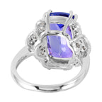 14KT White Gold 7.38ctw Tanzanite and Diamond Cocktail Ring Size 6.5