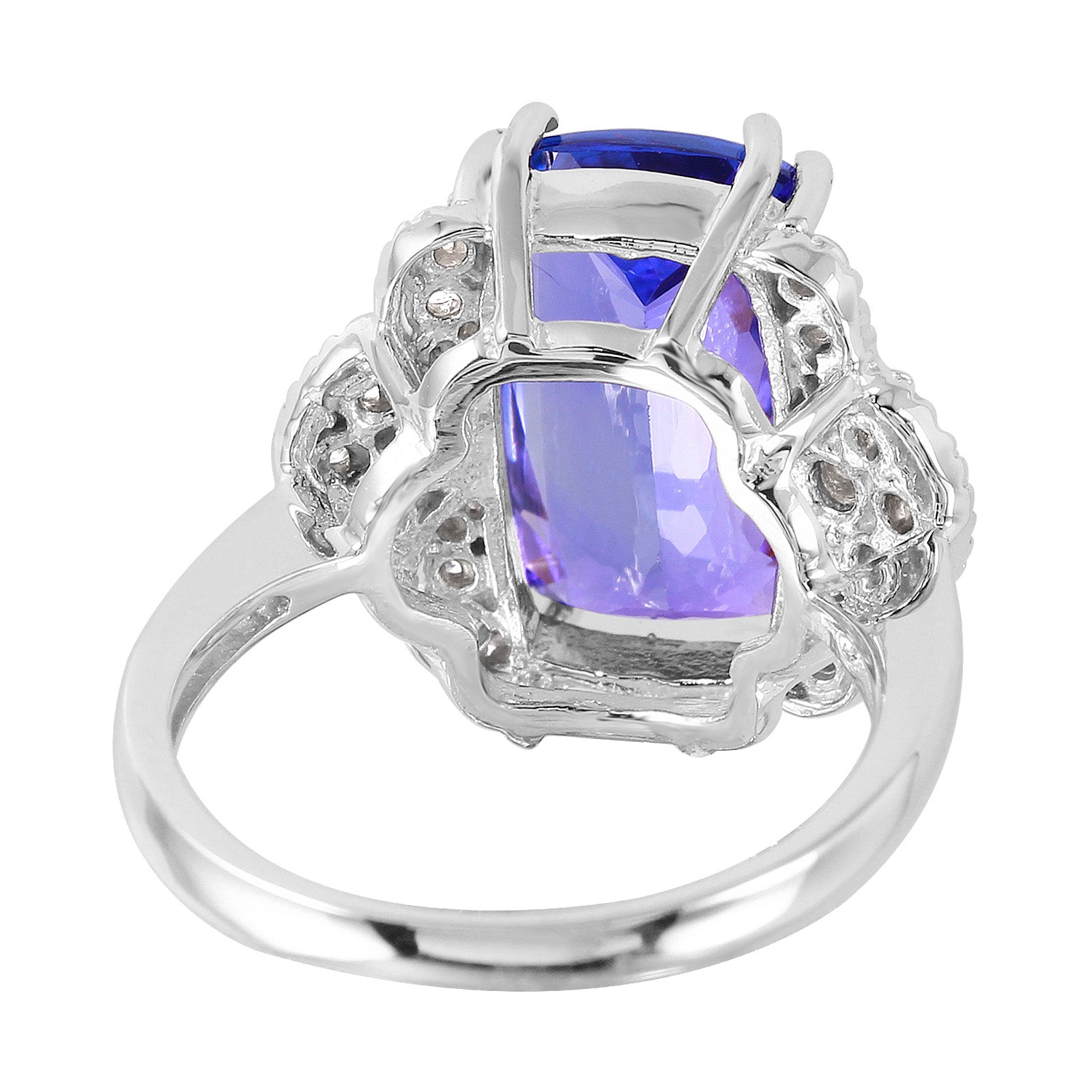 14KT White Gold 7.38ctw Tanzanite and Diamond Cocktail Ring Size 6.5
