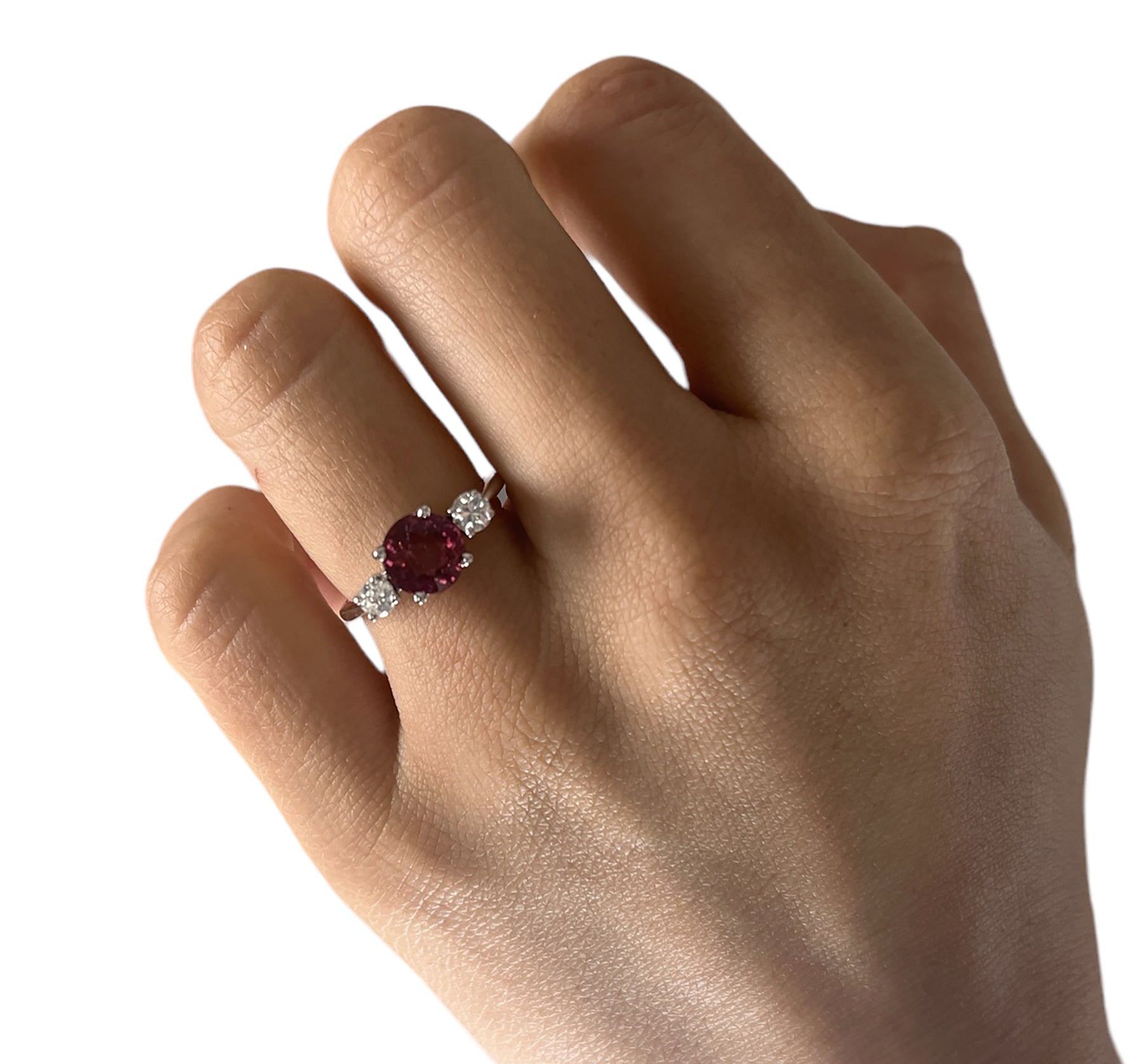 14KT White Gold 1.69ctw Tourmaline Diamond Cocktail Ring Size 5.75