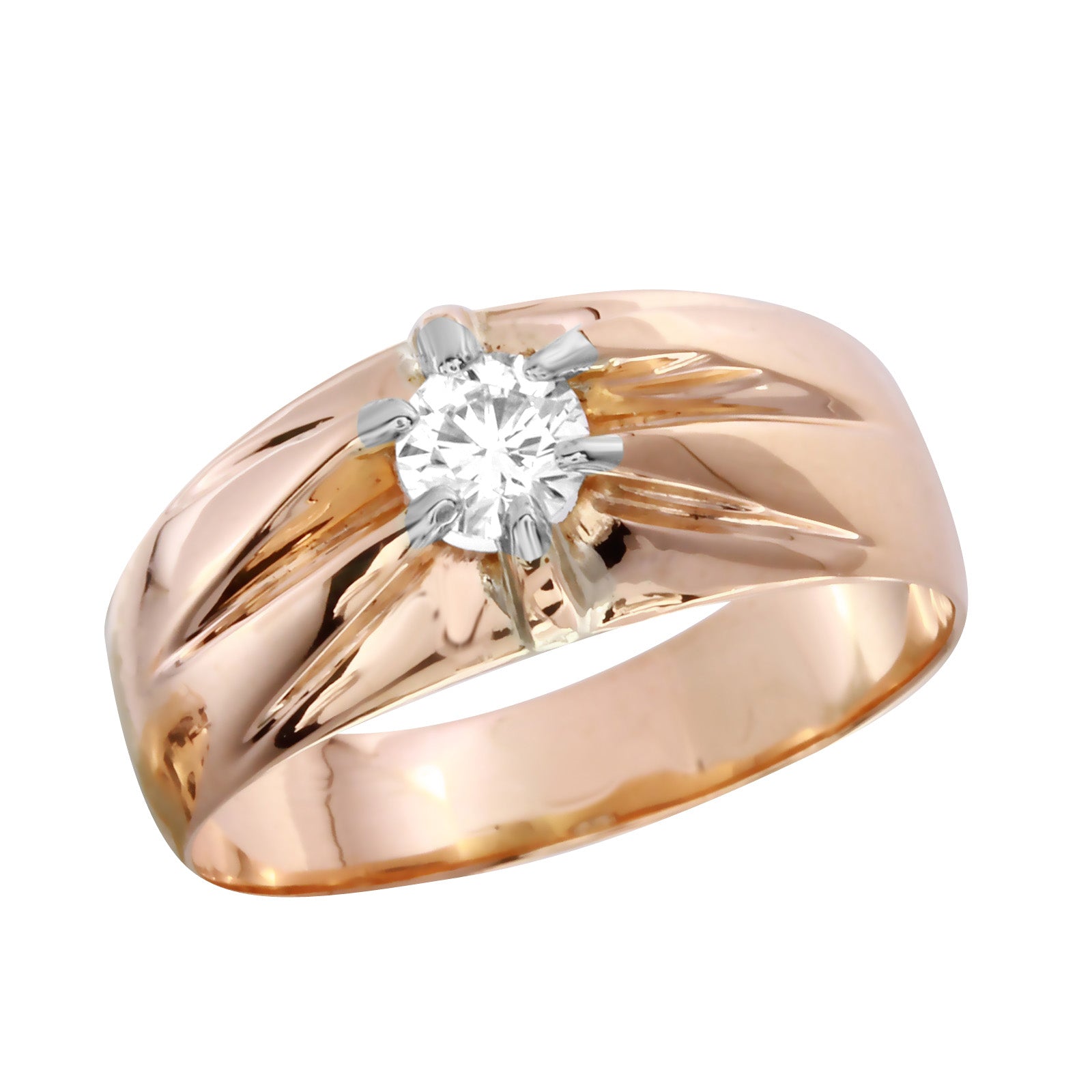 10KT Rose Gold 0.27ctw Diamond Solitaire Ring Size 6.5