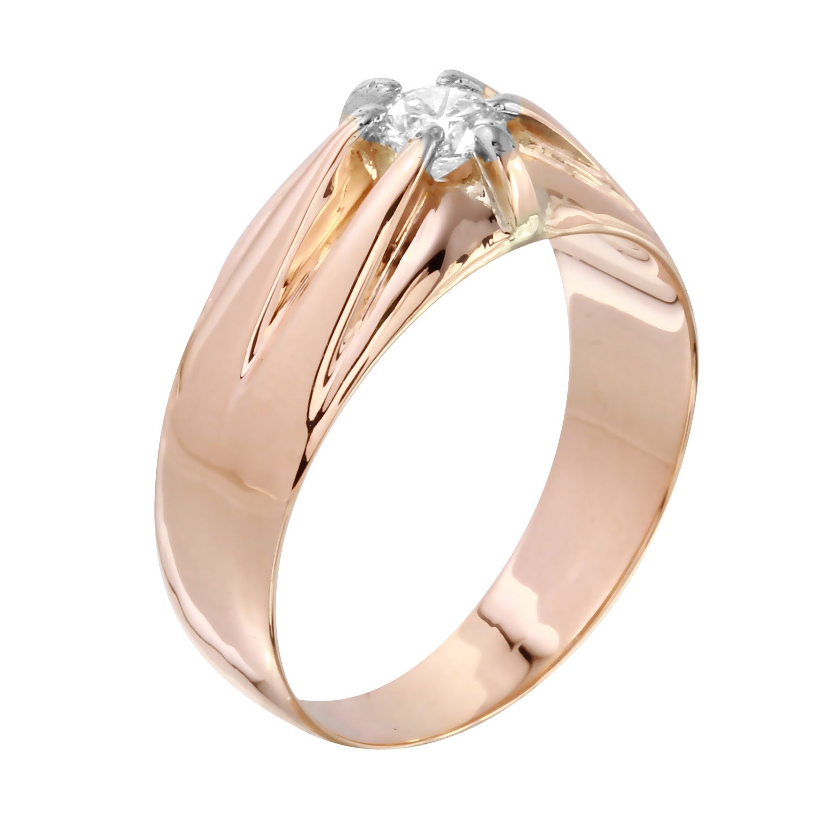 10KT Rose Gold 0.27ctw Diamond Solitaire Ring Size 6.5
