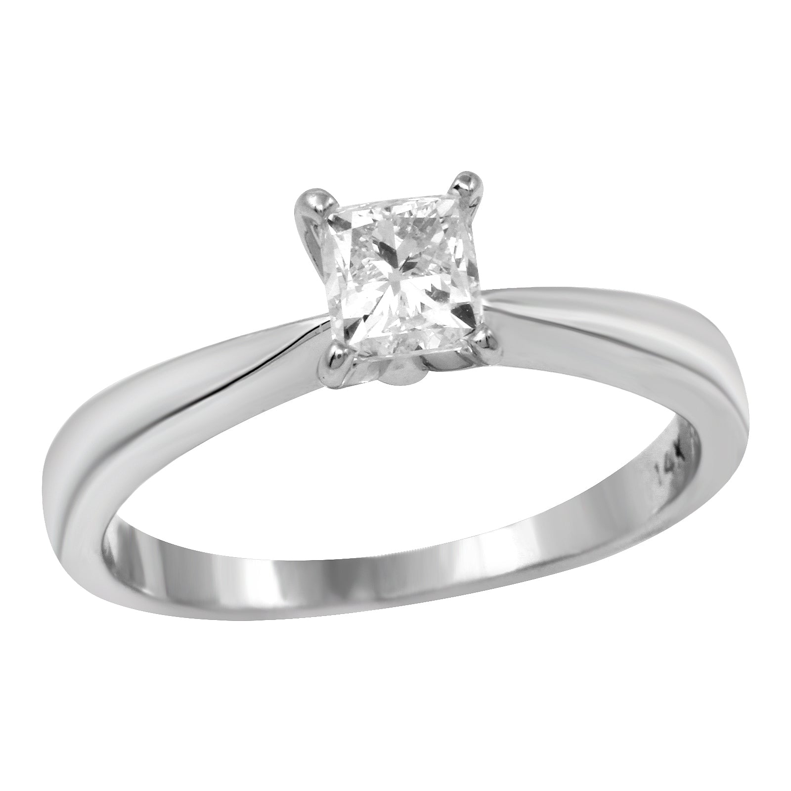 14KT White Gold 0.67ct Princess Cut Solitaire Engagement Ring Size 6.25