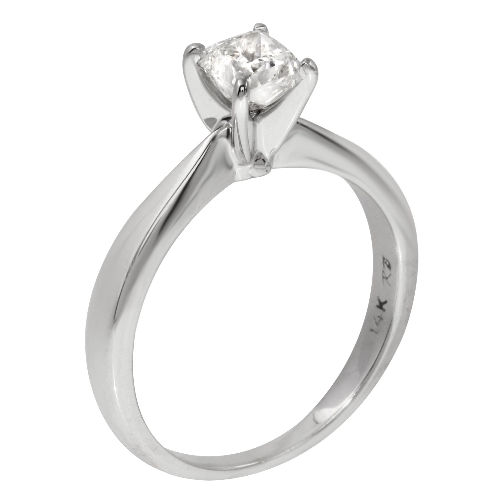 14KT White Gold 0.67ct Princess Cut Solitaire Engagement Ring Size 6.25