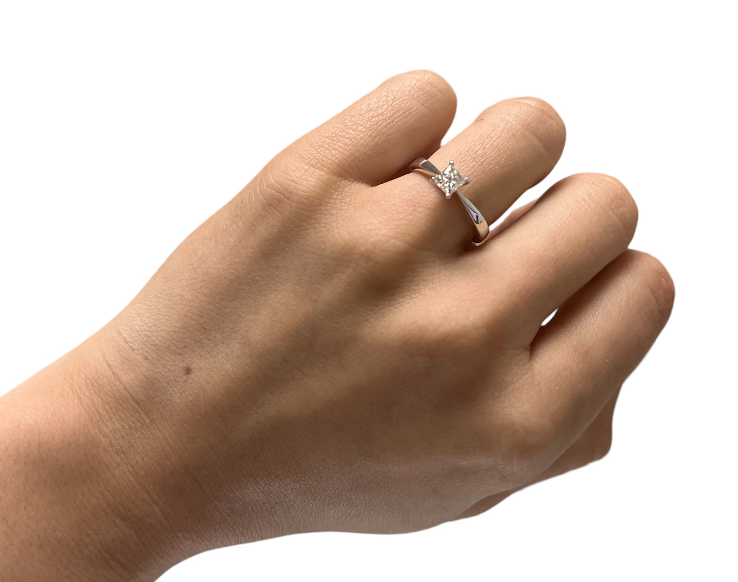 14KT White Gold 0.67ct Princess Cut Solitaire Engagement Ring Size 6.25