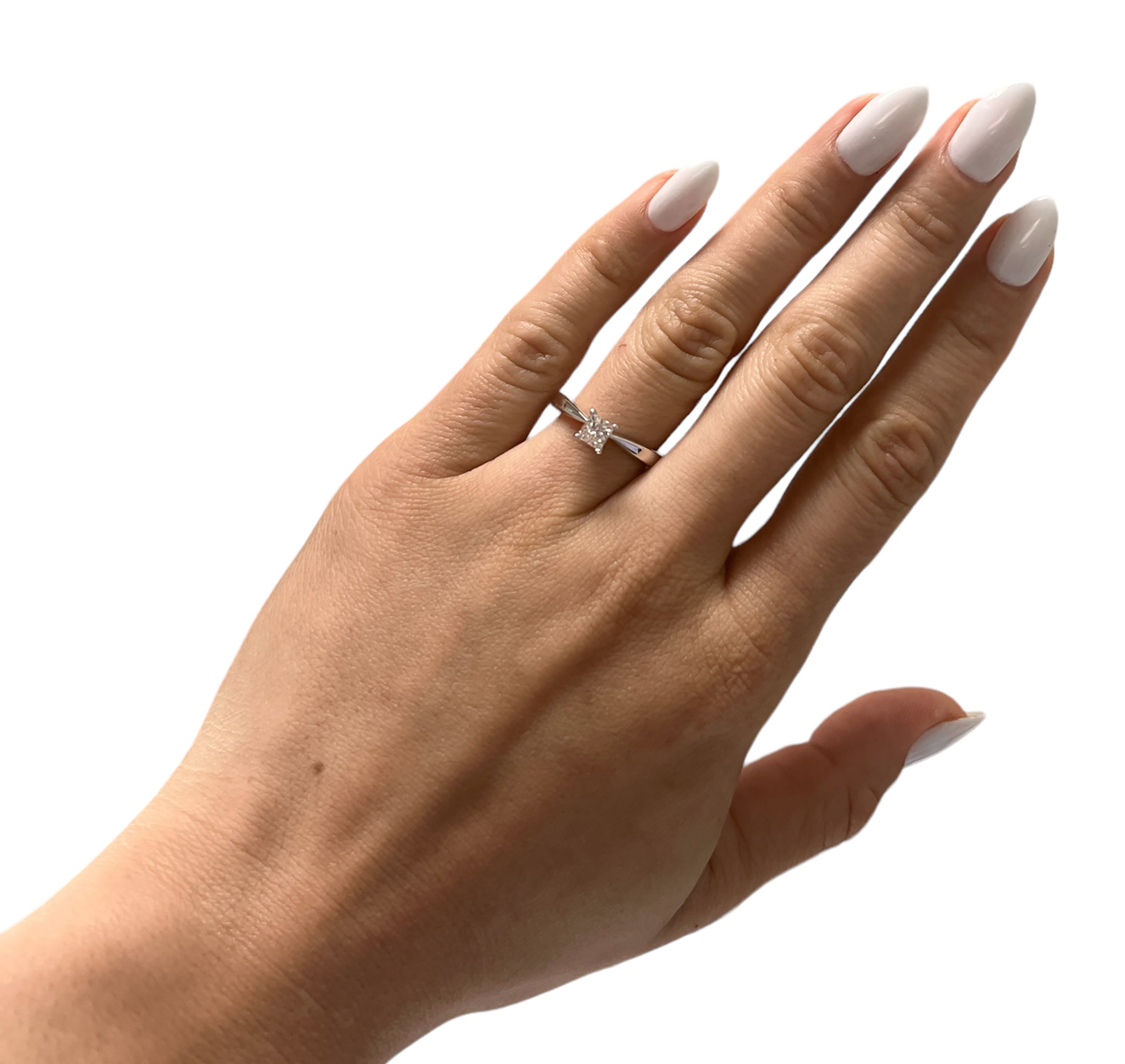 14KT White Gold 0.67ct Princess Cut Solitaire Engagement Ring Size 6.25