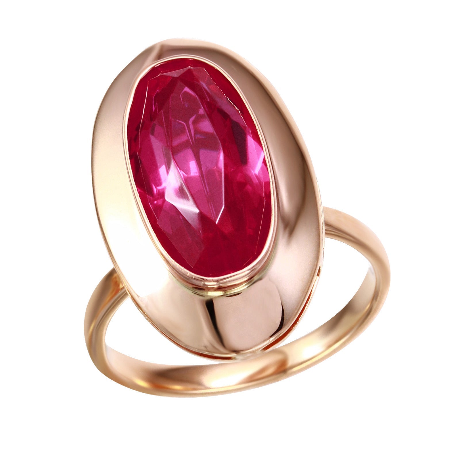 14KT Rose Gold 4.09ctw Synthetic Sapphire Ring Size 5.5