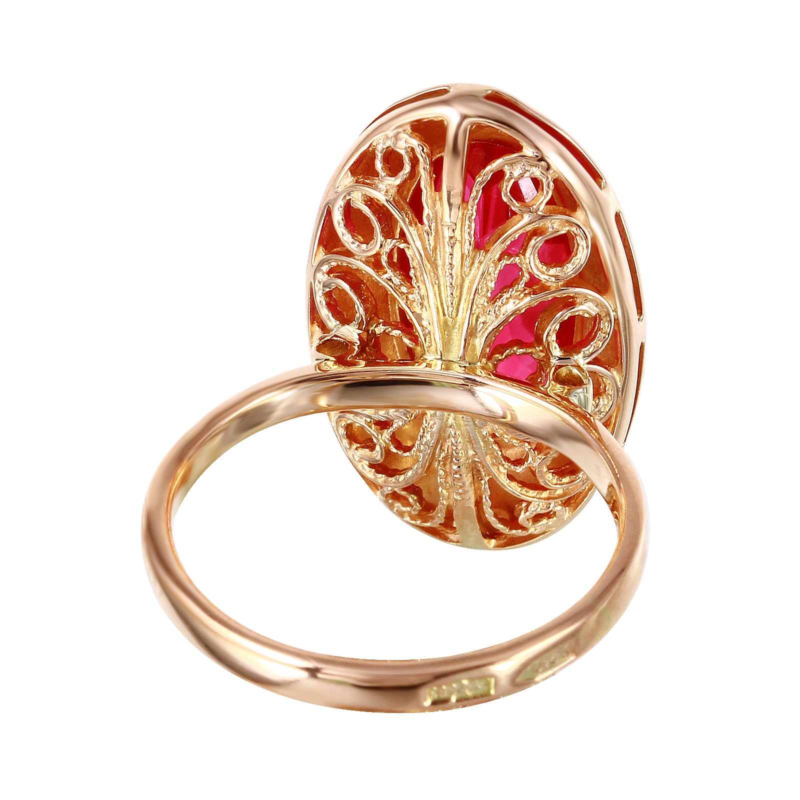 14KT Rose Gold 4.09ctw Synthetic Sapphire Ring Size 5.5