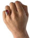 14KT Rose Gold 4.09ctw Synthetic Sapphire Ring Size 5.5