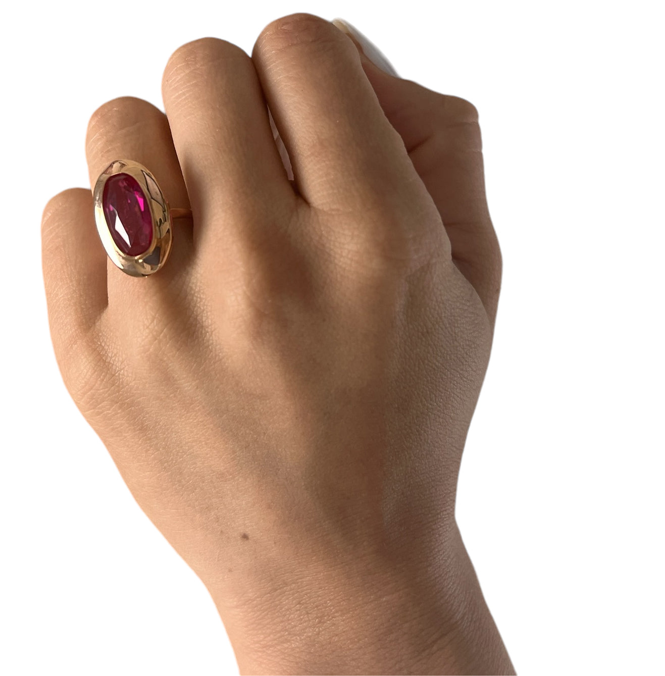 14KT Rose Gold 4.09ctw Synthetic Sapphire Ring Size 5.5