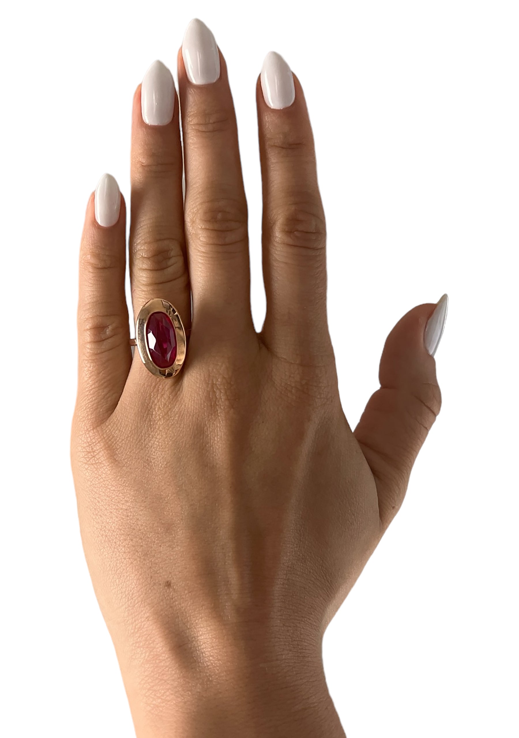 14KT Rose Gold 4.09ctw Synthetic Sapphire Ring Size 5.5