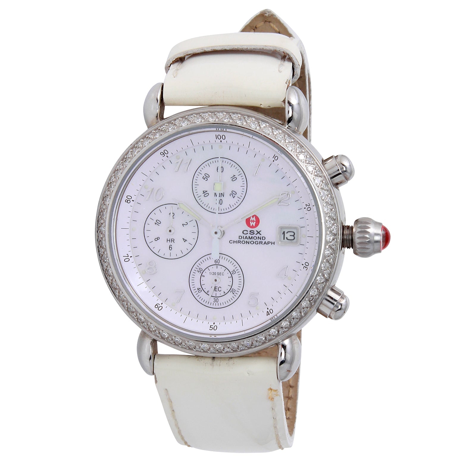 MICHELE CSX Diamond Watch Bezel Chronograph Ladies MOP Dial with Box