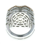 Bold Woven Crescent Ring featuring Chalcedony With A Rose Gold Rim Design