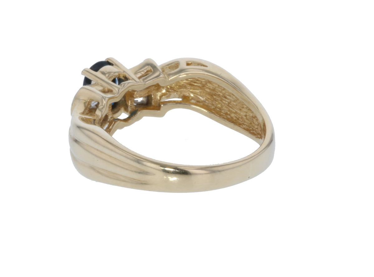 14KT Yellow Gold 0.89ctw Sapphire Diamond Ring Size 6 L225