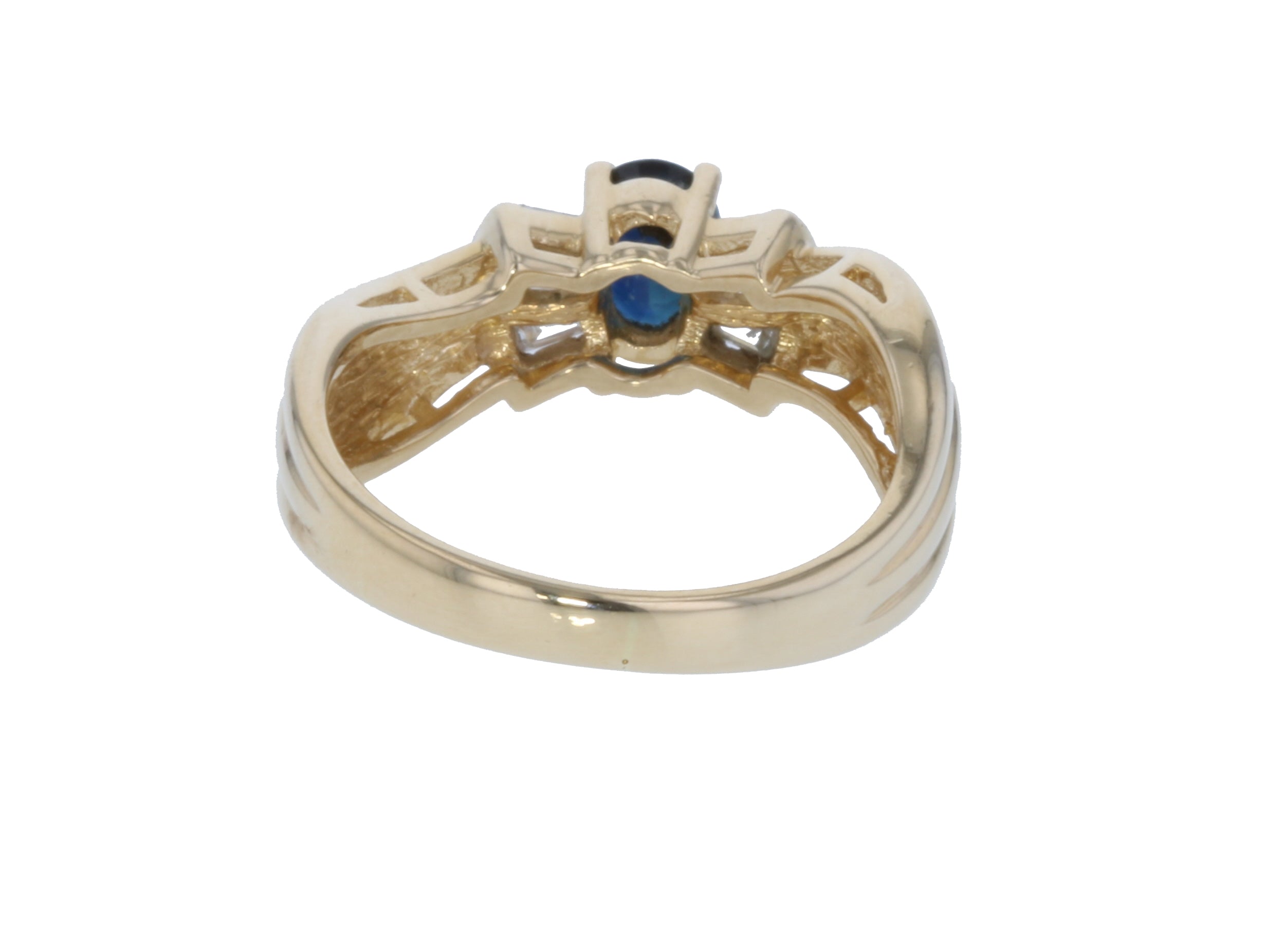 14KT Yellow Gold 0.89ctw Sapphire Diamond Ring Size 6