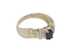 14KT Yellow Gold 0.89ctw Sapphire Diamond Ring Size 6 L225