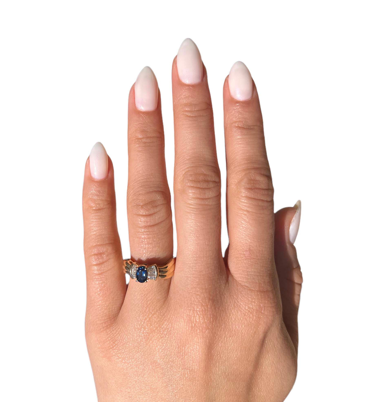 14KT Yellow Gold 0.89ctw Sapphire Diamond Ring Size 6 L225